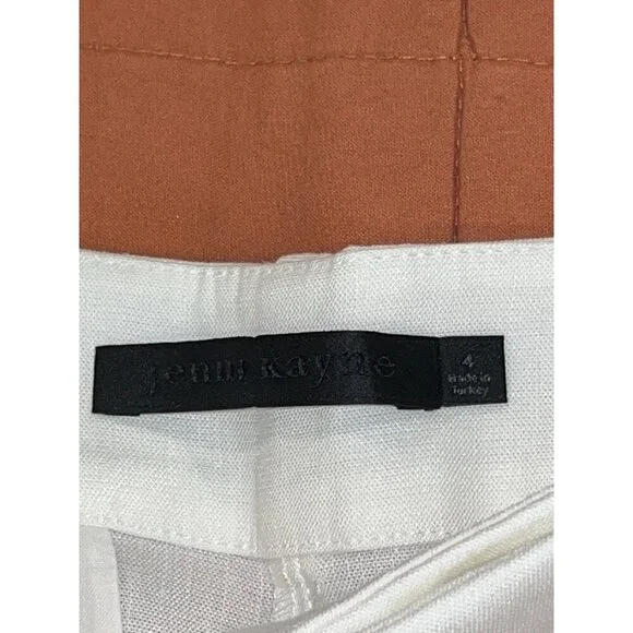 Jenni Kayne Riley Linen Blend Pleated Front Relaxed Fit Trouser Pants White Sz 4 - Picture 8 of 13